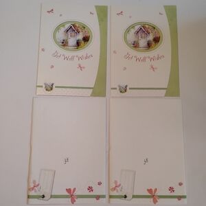 "Get Well Wishes" Greeting Cards with Envelopes (Set of 2), White, Pre-owned